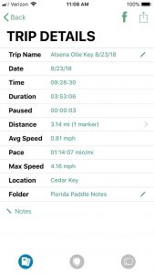 Paddle Logger - Trip Details Screen