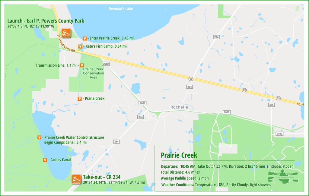 Prairie Creek Paddle Map