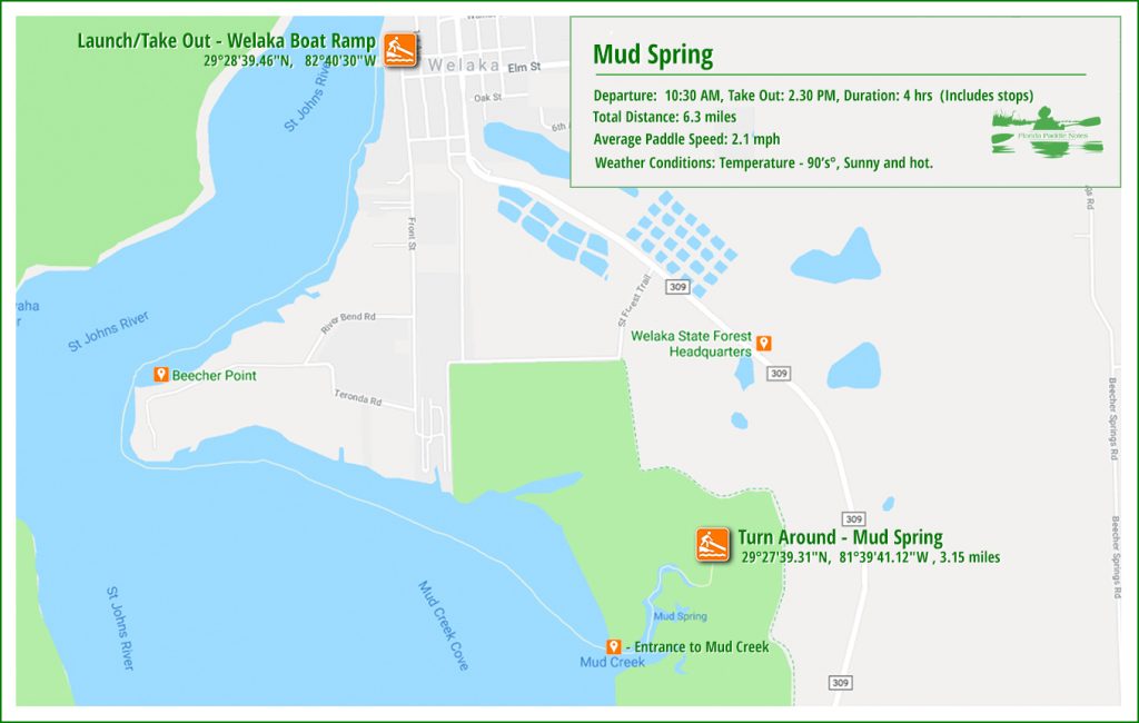 Mud Spring Paddle Map