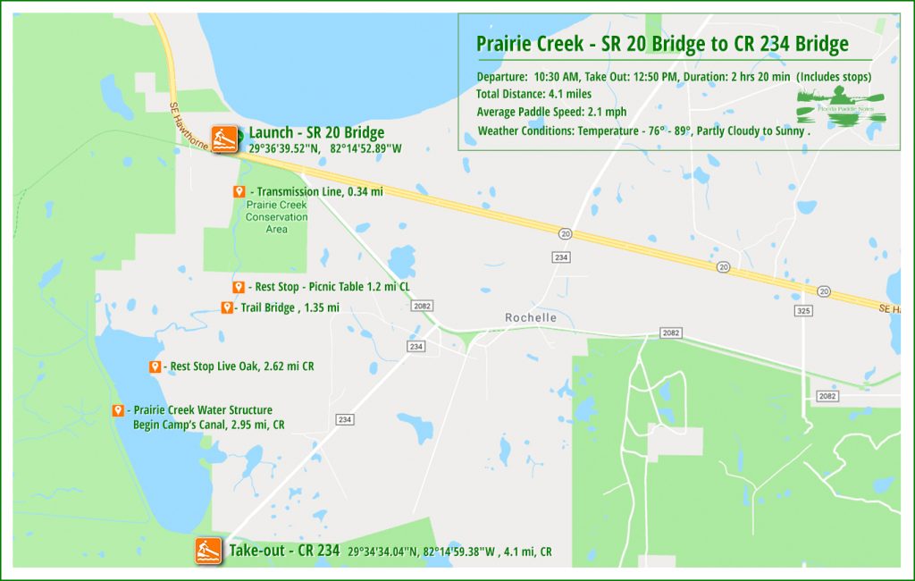 Paddle Map - Prairie Creek 2018