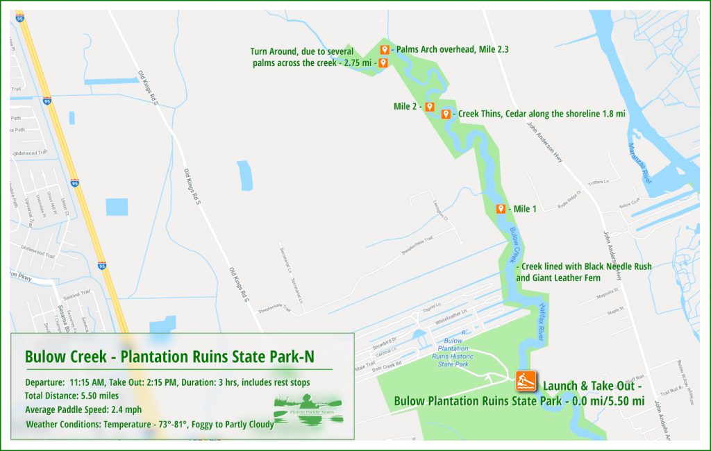 Paddle Map for Bulow Creek North