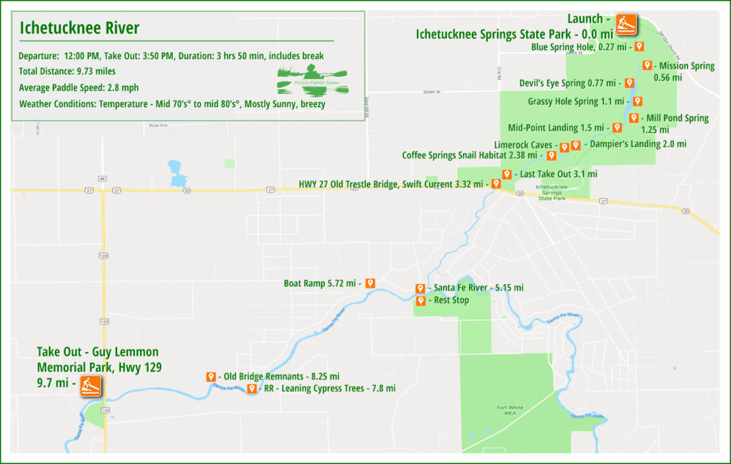 Ichetucknee River Paddle Map