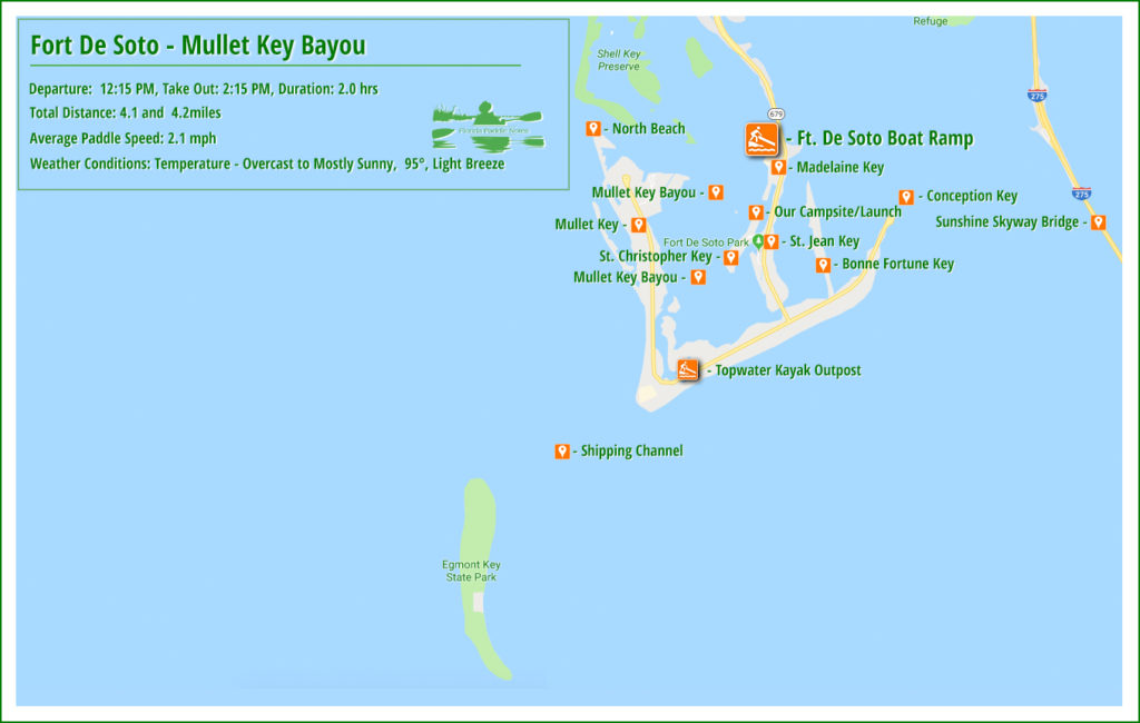Fort De Soto Mullet Key Bayou Paddle Map