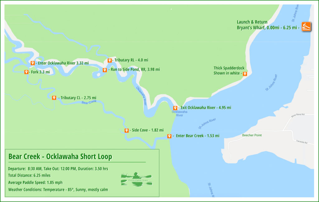 Bear Creek - Ocklawaha River Paddle Map