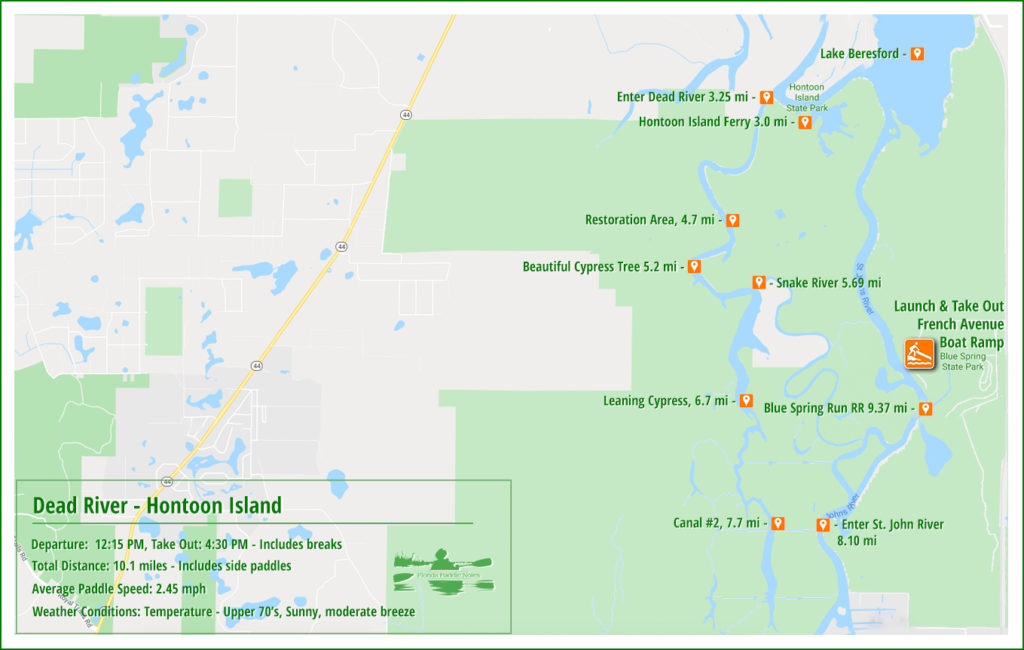 Hontoon Island Paddle Map