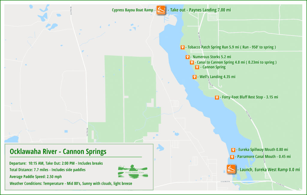 Ocklawaha Cannon Springs Paddle Map