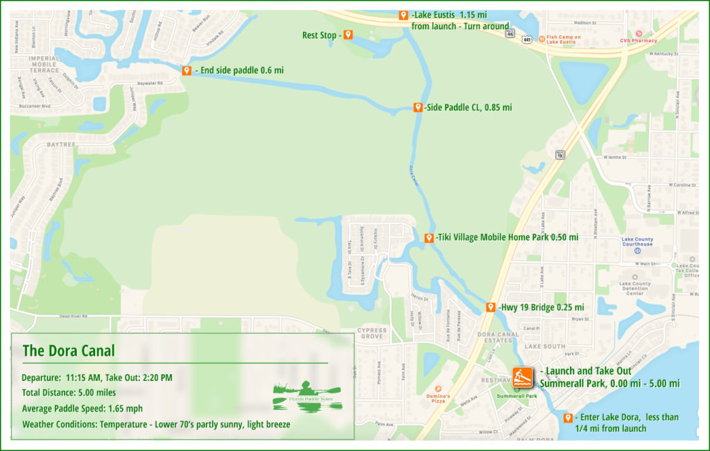 Dora Canal Paddle Map