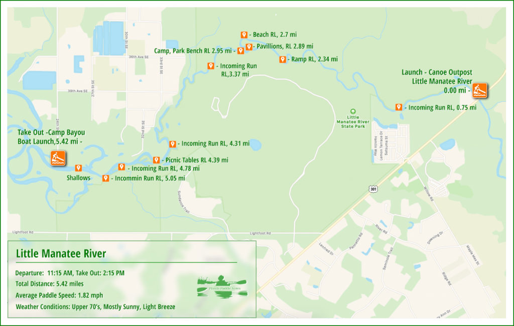 Little Manatee River Paddle Map