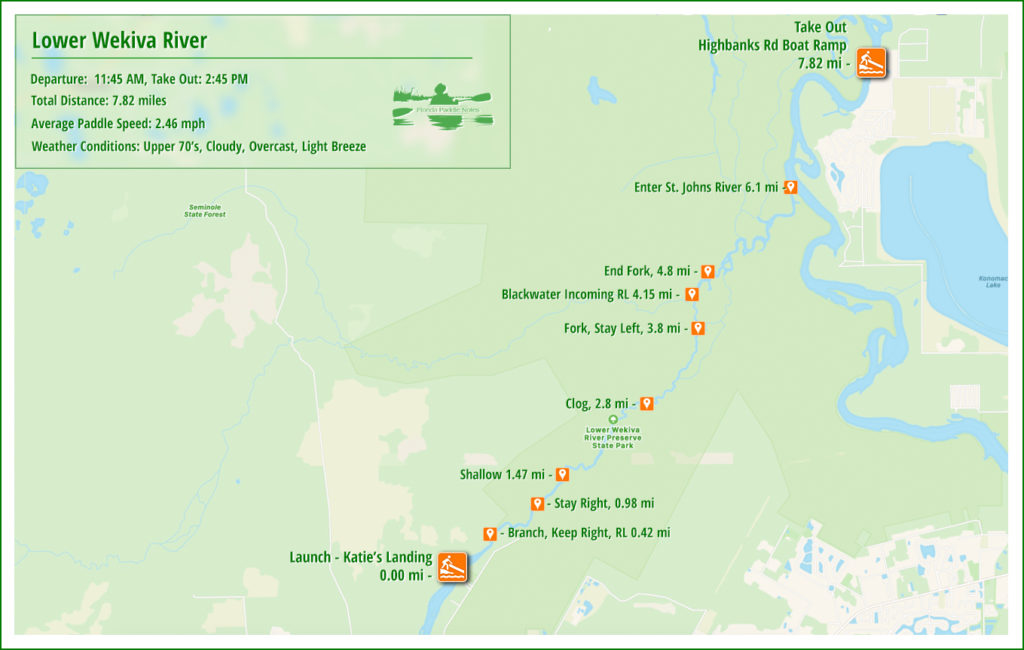 Lower Wekiva River Paddle Map