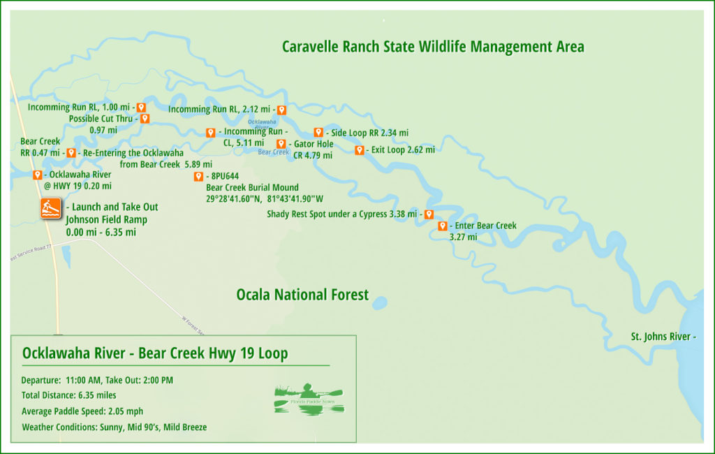 Ocklawaha Bear Creek Paddle Map