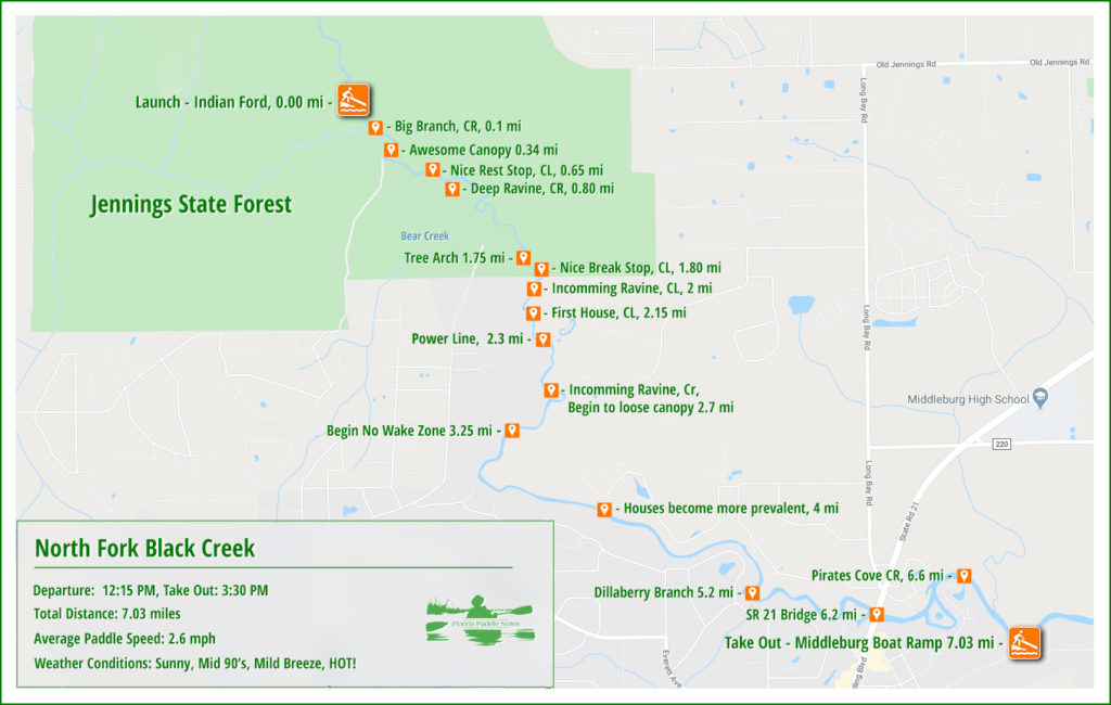 North Fork Black Creek Paddle Map