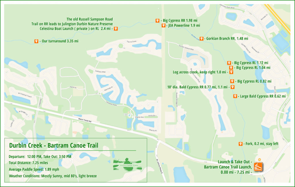 Durban Creek Paddle Map