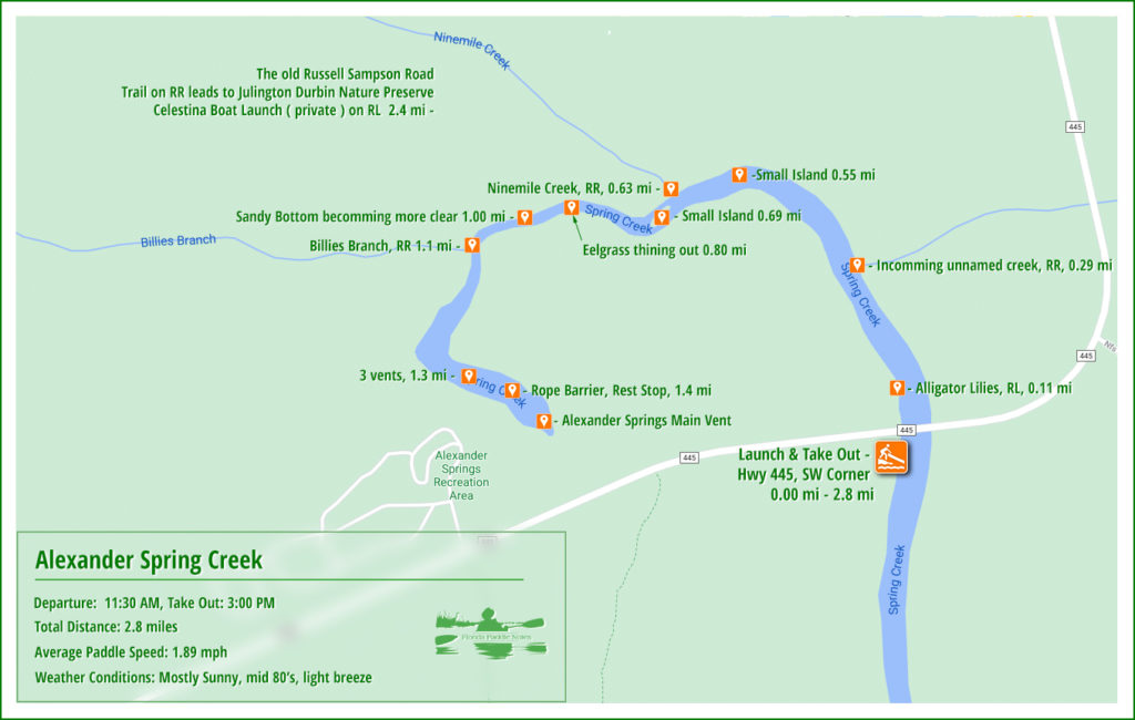 Alexander Spring Creek Paddle Map