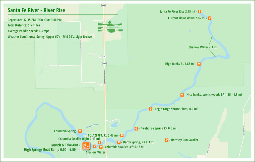 Santa Fe River Rise Paddle Map